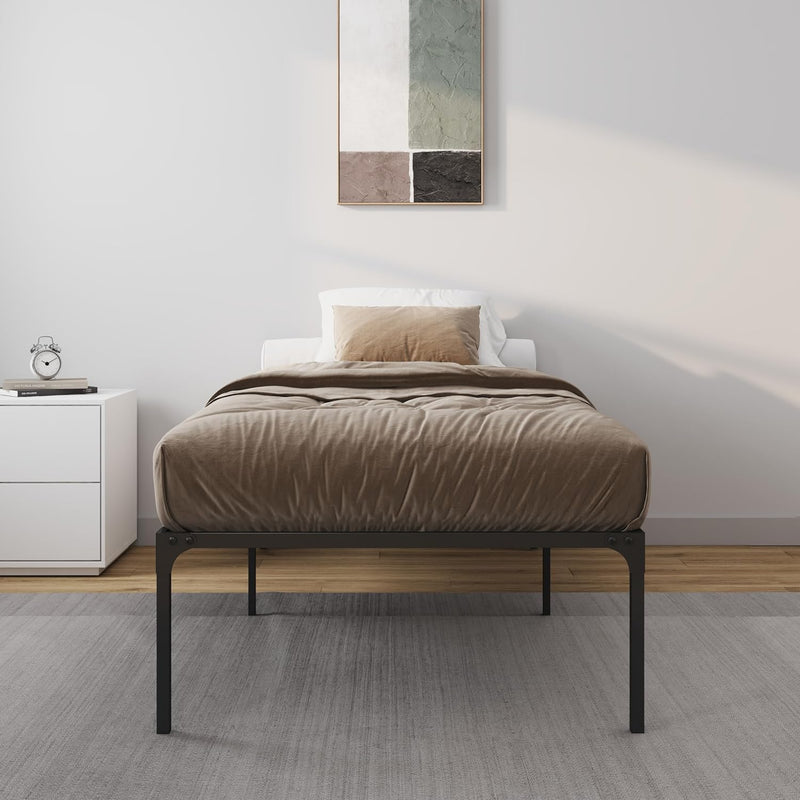 Vecelo 16 In Metal Platform Bed Frame – Twin, Full, Queen, King Size – Industrial Style, Black
