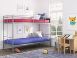 a bunk bed with kids mattress in a room