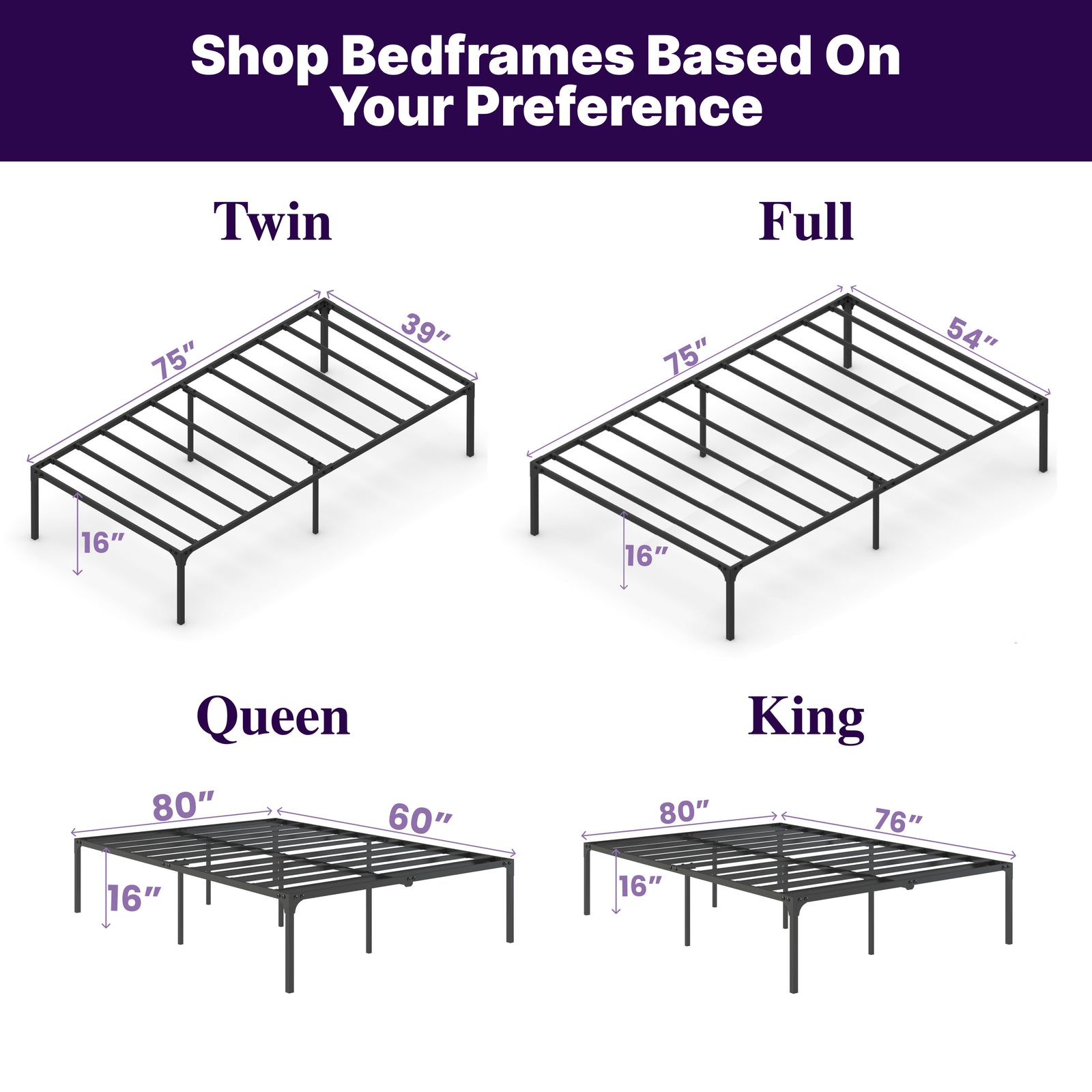 16 platform bed frame top