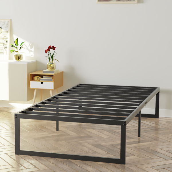 Alpha Metal Platform Bed Frame in a room